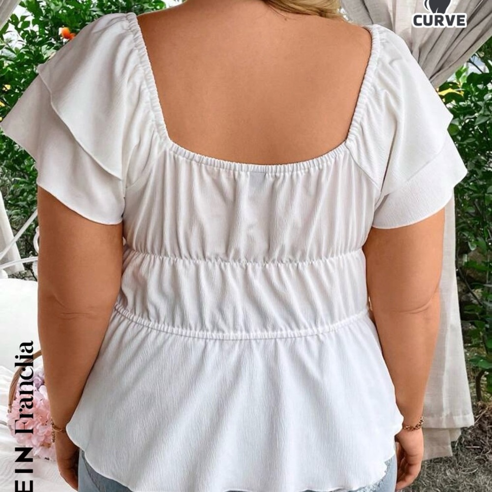 White Ruffle Sleeve Top - Picture 2 of 4